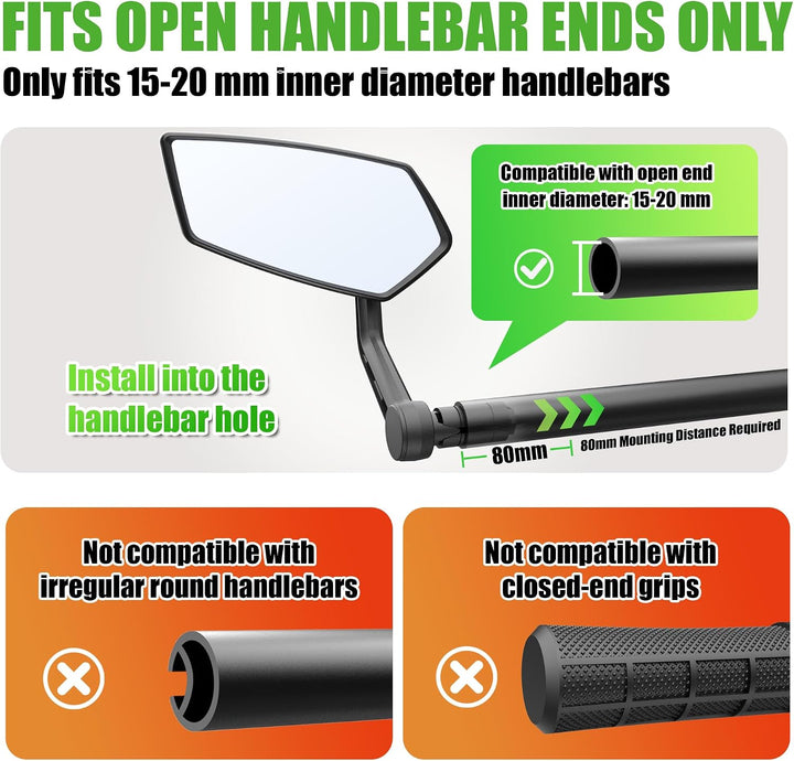 Left-side adjustable bar-end bicycle mirror, view 4