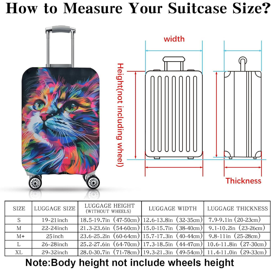Colourful cat-print small 19–21 inch stretch luggage cover, view 2