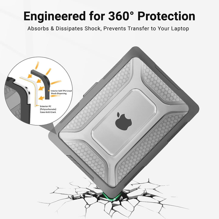 Black honeycomb bumper case with kickstand for compatible 13.6-inch laptop, view 2