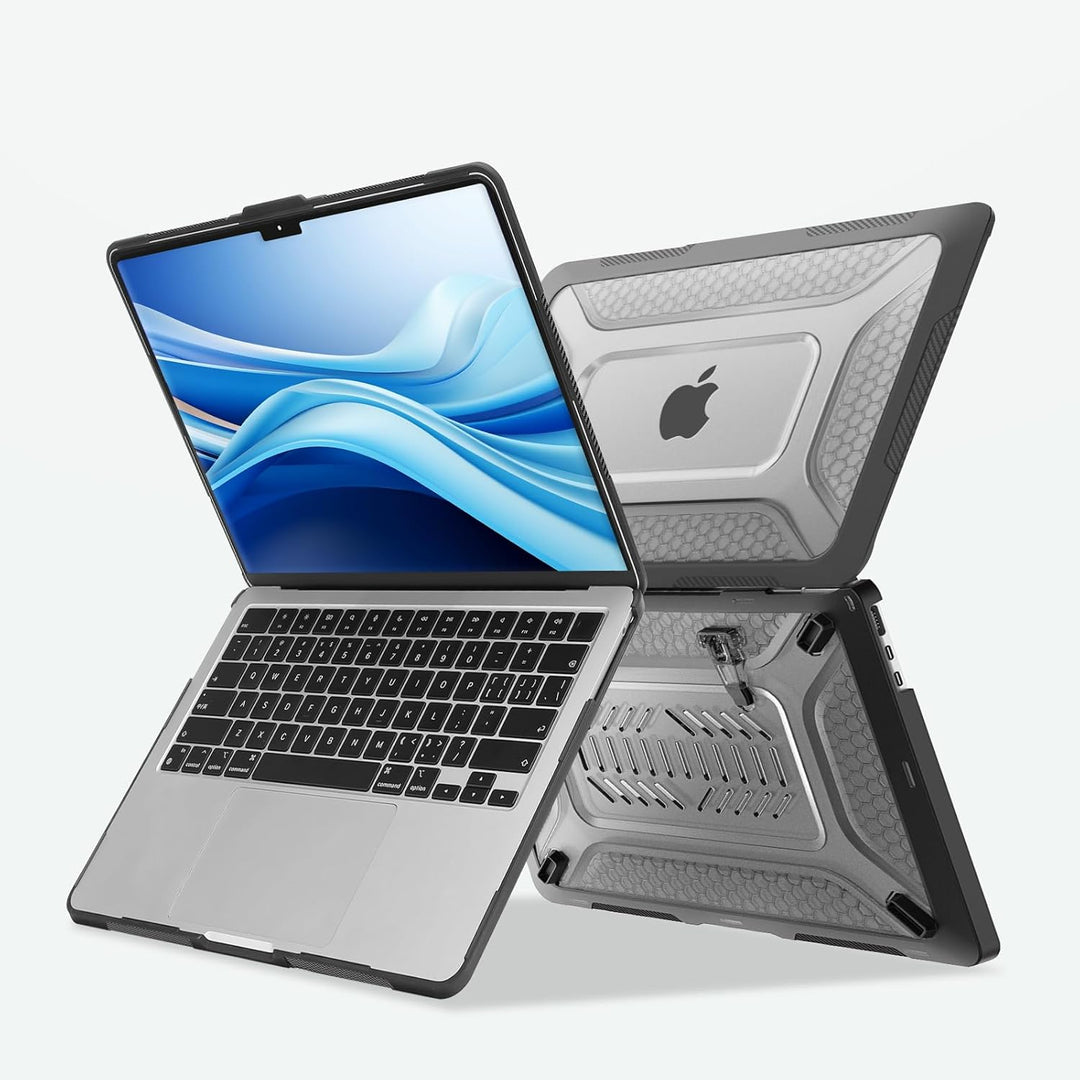 Black honeycomb bumper case with kickstand for compatible 13.6-inch laptop, view 4