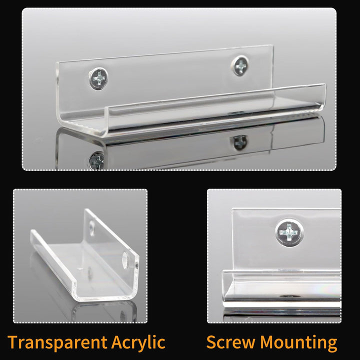 Jansburg 6 Pack Clear Vinyl Record Shelf Wall Mount Acrylic Album Record Holder - Just Closeouts Canada Inc.