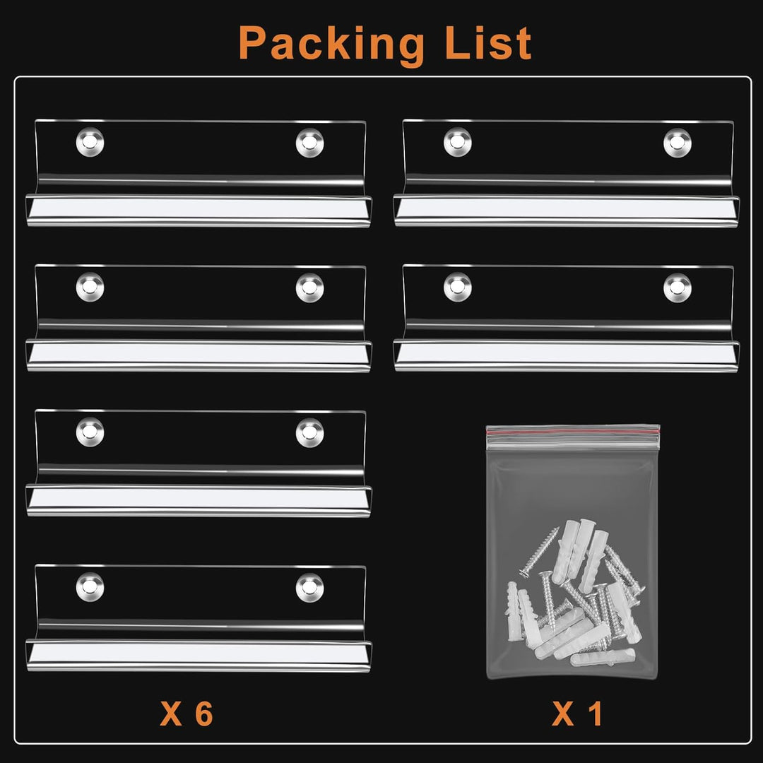 Jansburg 6 Pack Clear Vinyl Record Shelf Wall Mount Acrylic Album Record Holder - Just Closeouts Canada Inc.