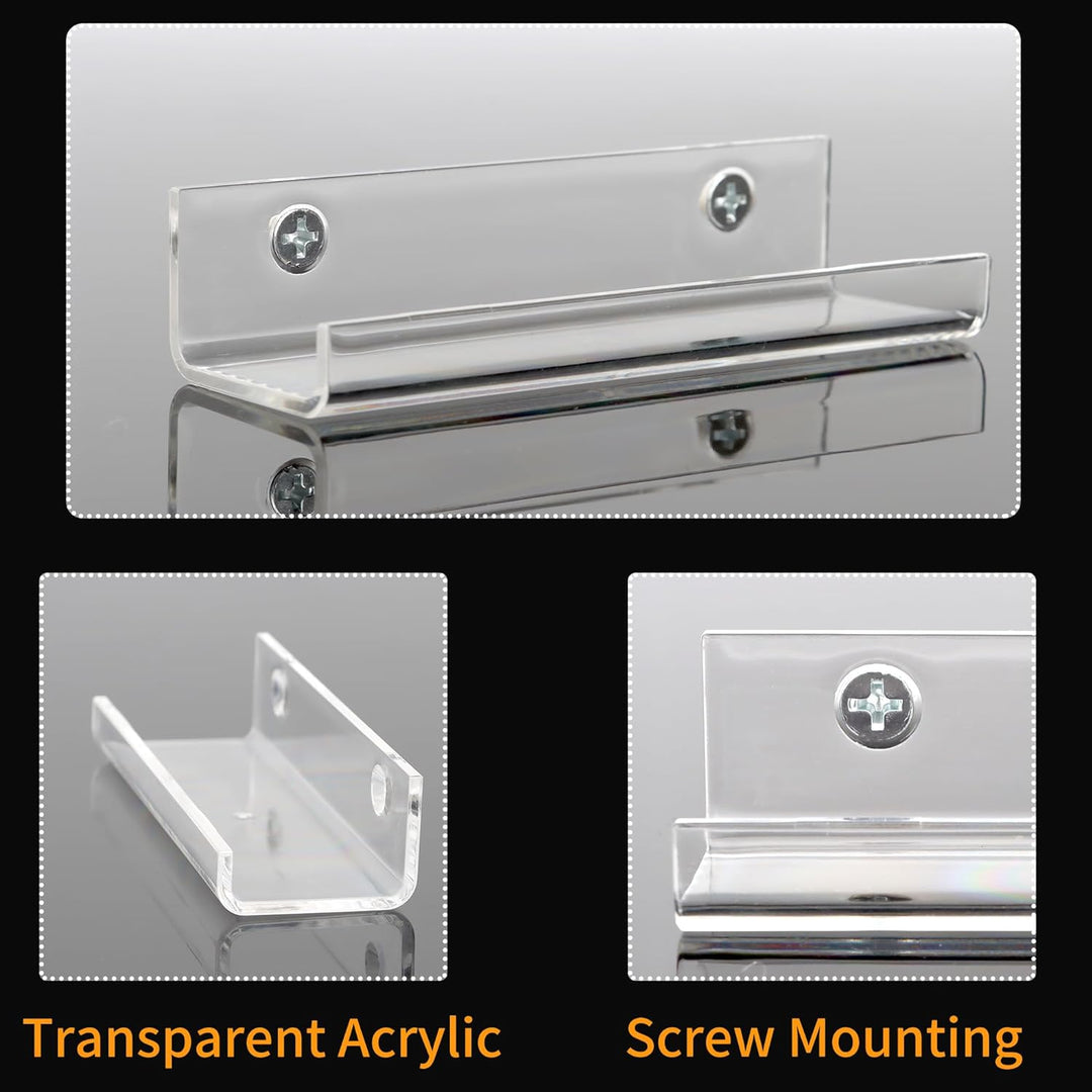 Jansburg 6 Pack Clear Vinyl Record Shelf Wall Mount Acrylic Album Record Holder - Just Closeouts Canada Inc.