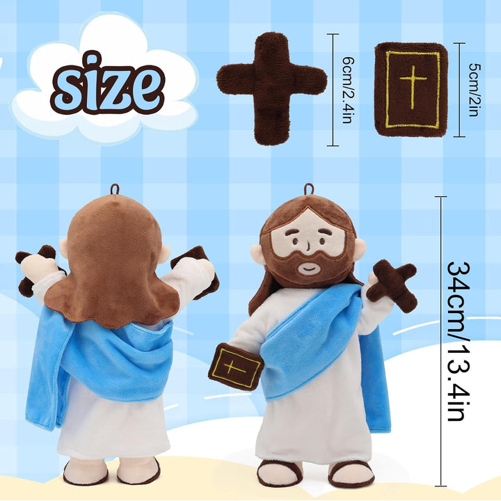 Jesus Plush with Jointed Skeleton Stuffed Doll 13.4" Poseable Jesus with Removable Accessories Easter Gift for Kids (Blue) - Just Closeouts Canada Inc.X004MAXVGZ