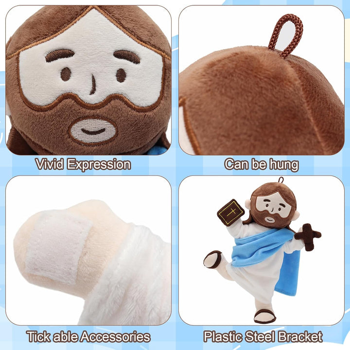 Jesus Plush with Jointed Skeleton Stuffed Doll 13.4" Poseable Jesus with Removable Accessories Easter Gift for Kids (Blue) - Just Closeouts Canada Inc.X004MAXVGZ