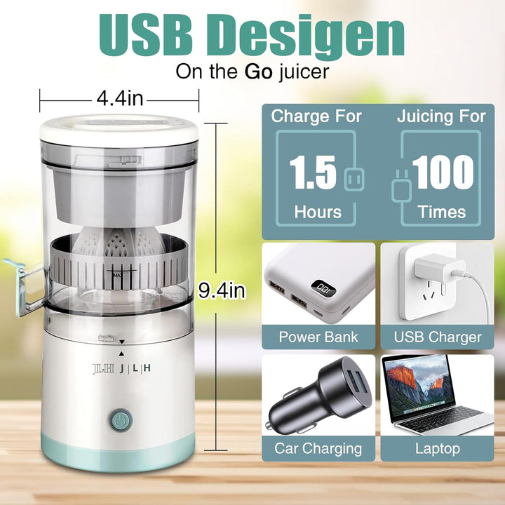 JLH Electric Citrus Juicer, Rechargeable Juicer Machines with USB and Cleaning Brush,portable electric Lemon Squeezer for Orange, Lemon,Lime, Grapefruit, Pomegranate, grapefruit(Mint Green) - Just Closeouts Canada Inc.