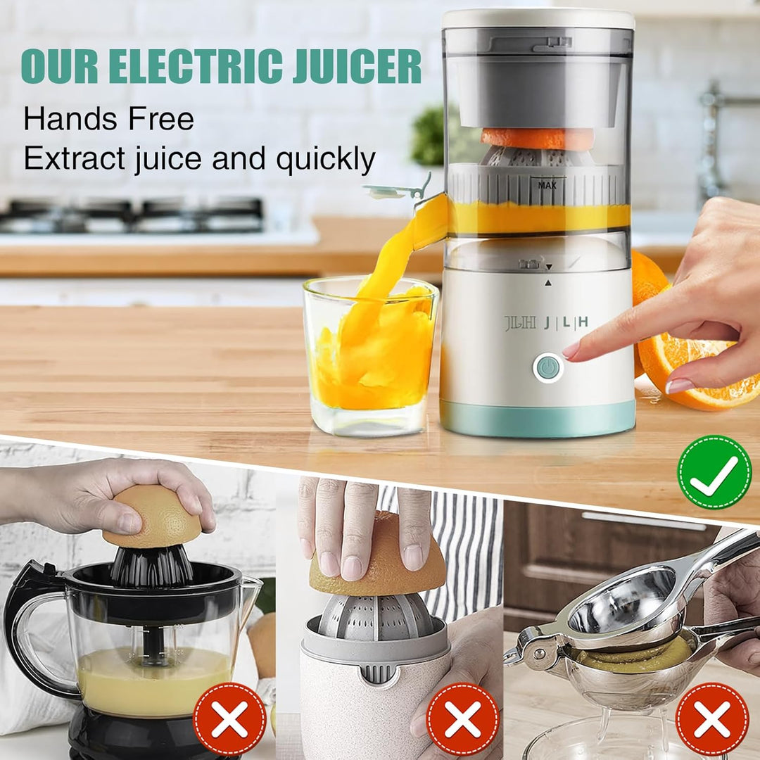 JLH Electric Citrus Juicer, Rechargeable Juicer Machines with USB and Cleaning Brush,portable electric Lemon Squeezer for Orange, Lemon,Lime, Grapefruit, Pomegranate, grapefruit(Mint Green) - Just Closeouts Canada Inc.