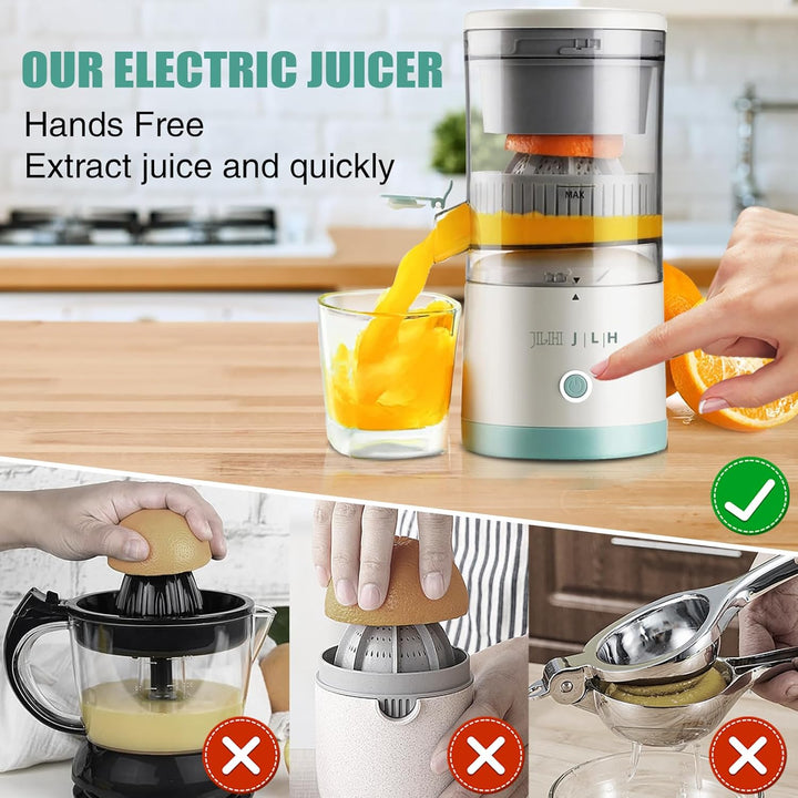 JLH Electric Citrus Juicer, Rechargeable Juicer Machines with USB and Cleaning Brush,portable electric Lemon Squeezer for Orange, Lemon,Lime, Grapefruit, Pomegranate, grapefruit(Mint Green) - Just Closeouts Canada Inc.