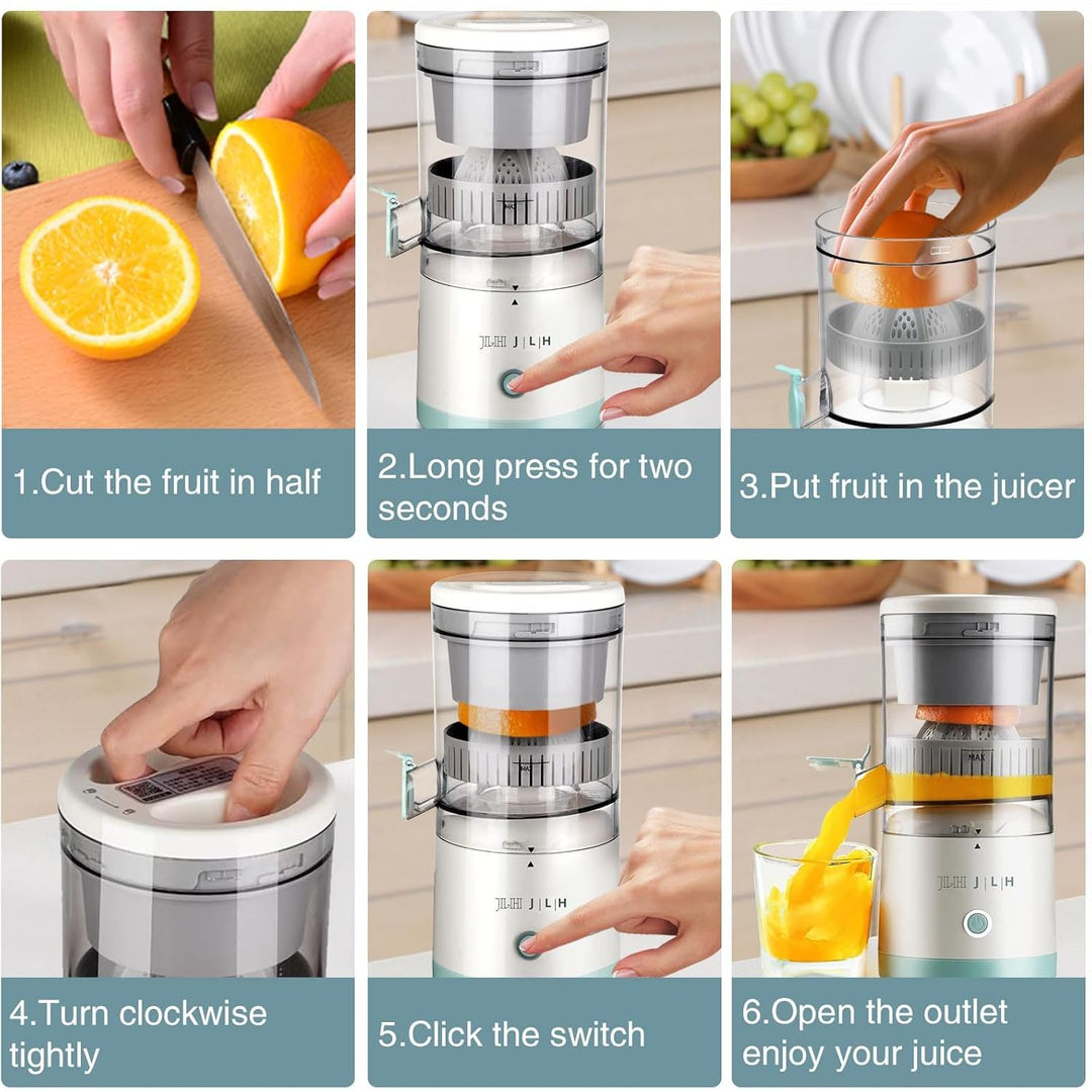 JLH Electric Citrus Juicer, Rechargeable Juicer Machines with USB and Cleaning Brush,portable electric Lemon Squeezer for Orange, Lemon,Lime, Grapefruit, Pomegranate, grapefruit(Mint Green) - Just Closeouts Canada Inc.