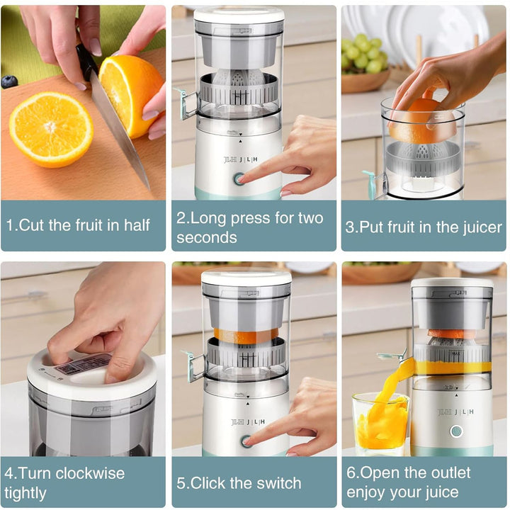 JLH Electric Citrus Juicer, Rechargeable Juicer Machines with USB and Cleaning Brush,portable electric Lemon Squeezer for Orange, Lemon,Lime, Grapefruit, Pomegranate, grapefruit(Mint Green) - Just Closeouts Canada Inc.