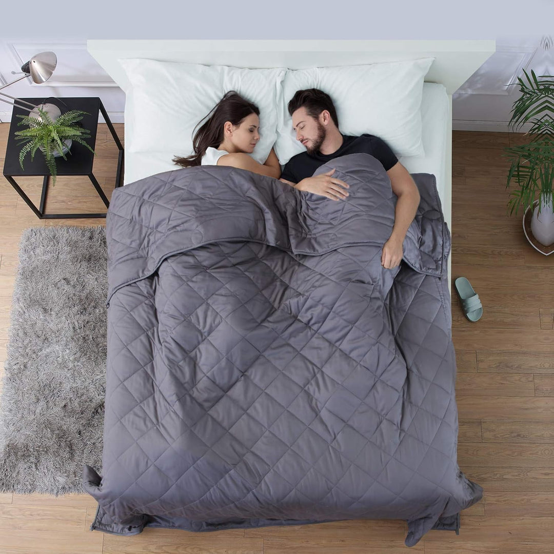 JOLLYVOGUE 7 - Layer Weighted Blanket King Or Queen Size 15 lbs (80''x87') for Adults with Premium Glass Beads - Grey - Just Closeouts Canada Inc.