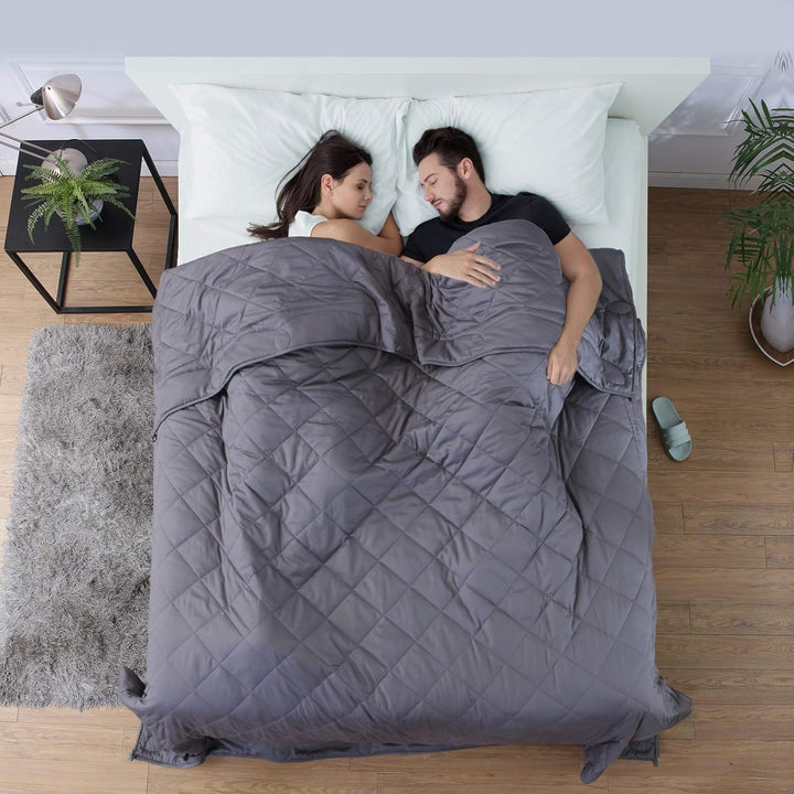 JOLLYVOGUE 7 - Layer Weighted Blanket King Or Queen Size 15 lbs (80''x87') for Adults with Premium Glass Beads - Grey - Just Closeouts Canada Inc.