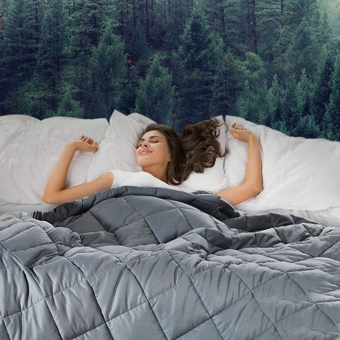 JOLLYVOGUE Weighted Blanket 20lbs, 60''x80'' Cooling Weighted Blanket Queen with Premium Glass Beads - Dark Grey - Just Closeouts Canada Inc.