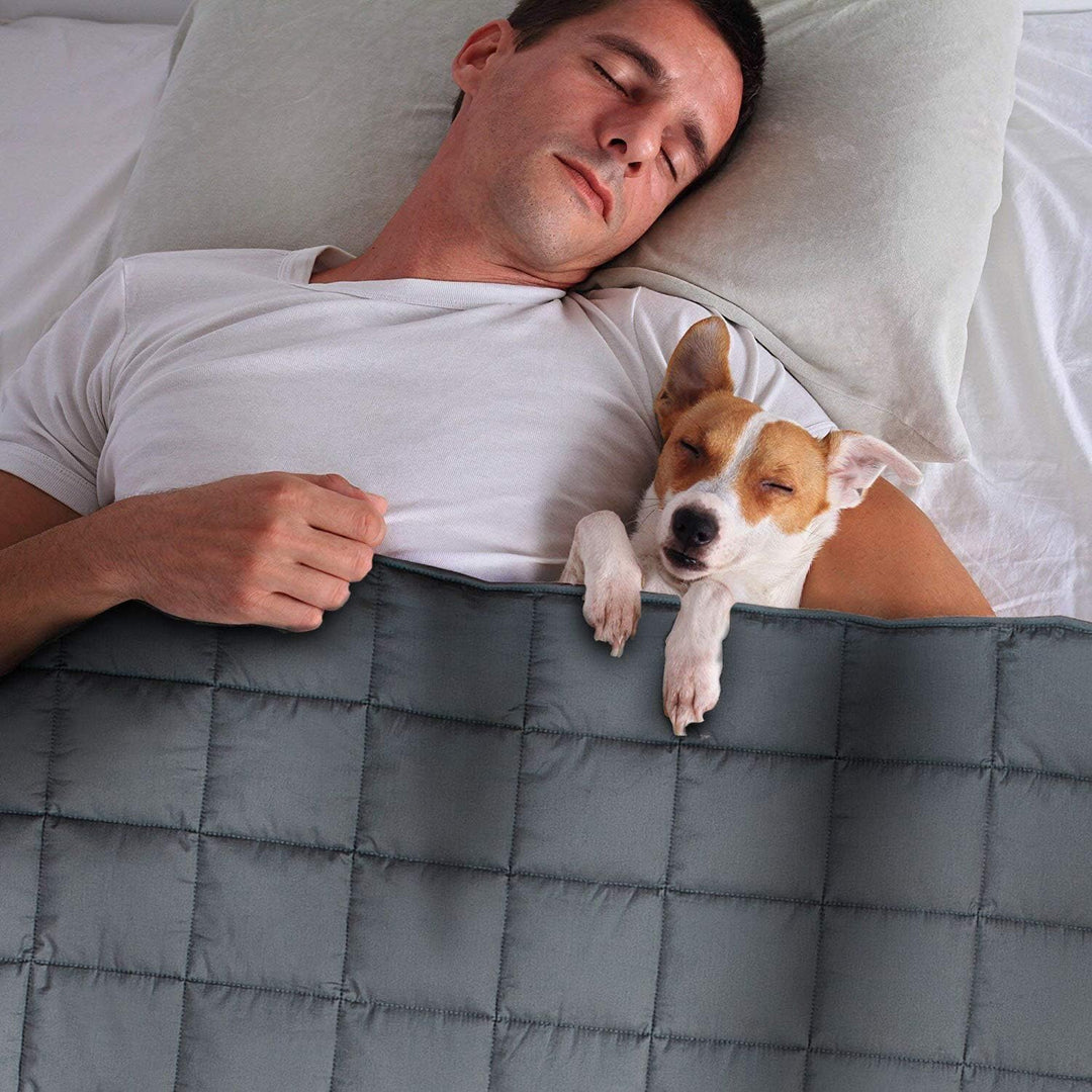 JOLLYVOGUE Weighted Blanket 20lbs, 60''x80'' Cooling Weighted Blanket Queen with Premium Glass Beads - Dark Grey - Just Closeouts Canada Inc.