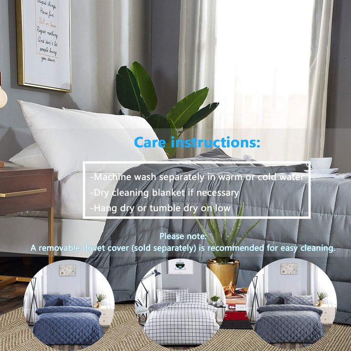 JOLLYVOGUE Weighted Blanket 20lbs, 60''x80'' Cooling Weighted Blanket Queen with Premium Glass Beads - Dark Grey - Just Closeouts Canada Inc.