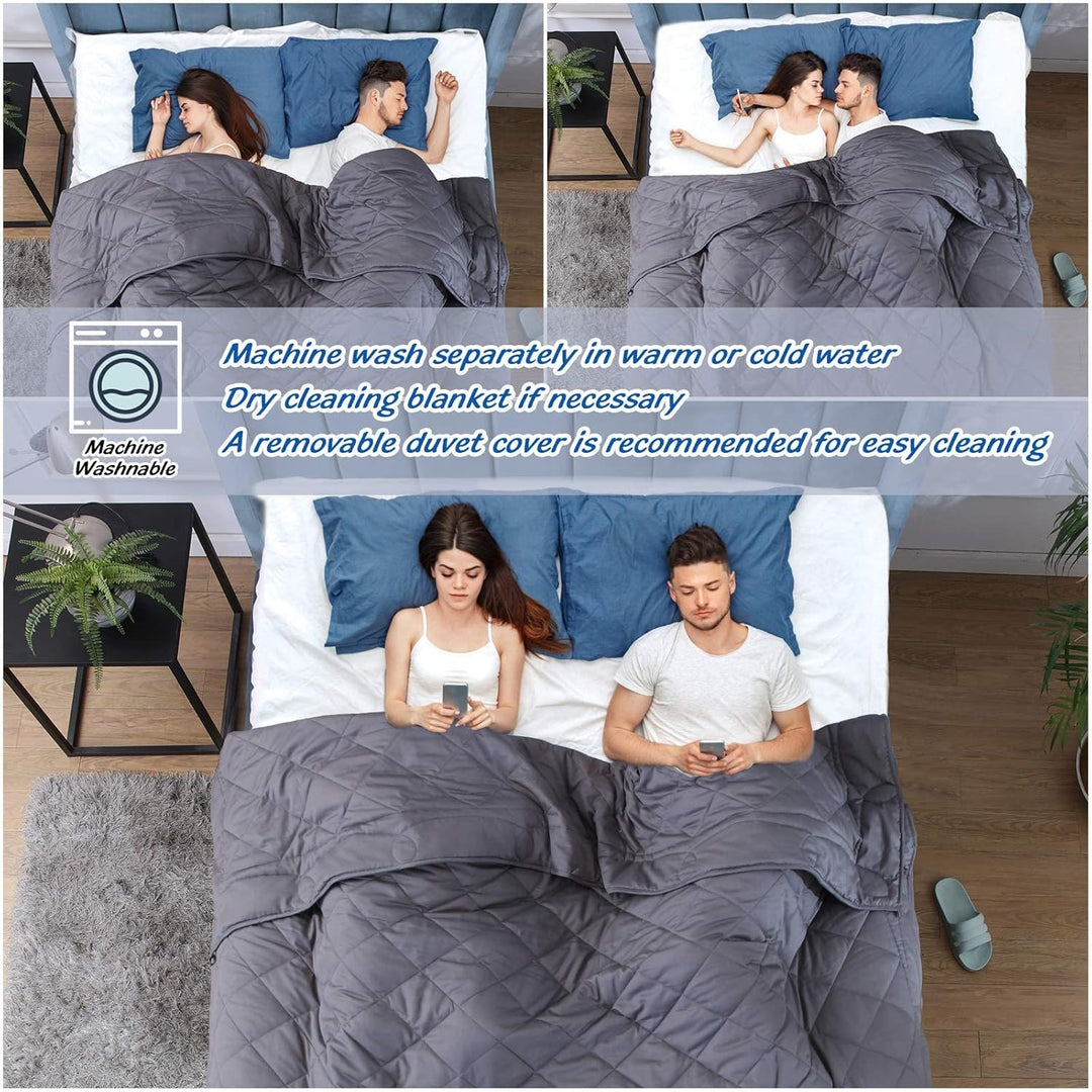 JOLLYVOGUE Weighted Blanket 20lbs, 80''x 87'', Adult Heavy Blanket Washable with Premium Glass Beads for Queen or King Size Double Bed - Dark Grey - Just Closeouts Canada Inc.