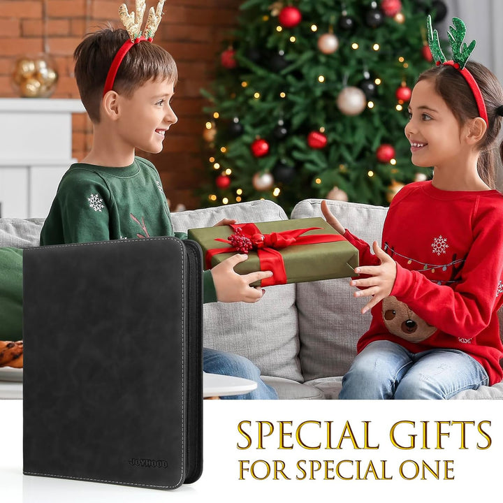 JoyHood Trading Card Binder - Hold Up to 900 Cards, Cards Collection Album for Baseball/Soccer/Basketball/Football Cards (Dark, 9 Pockets) - Just Closeouts Canada Inc.