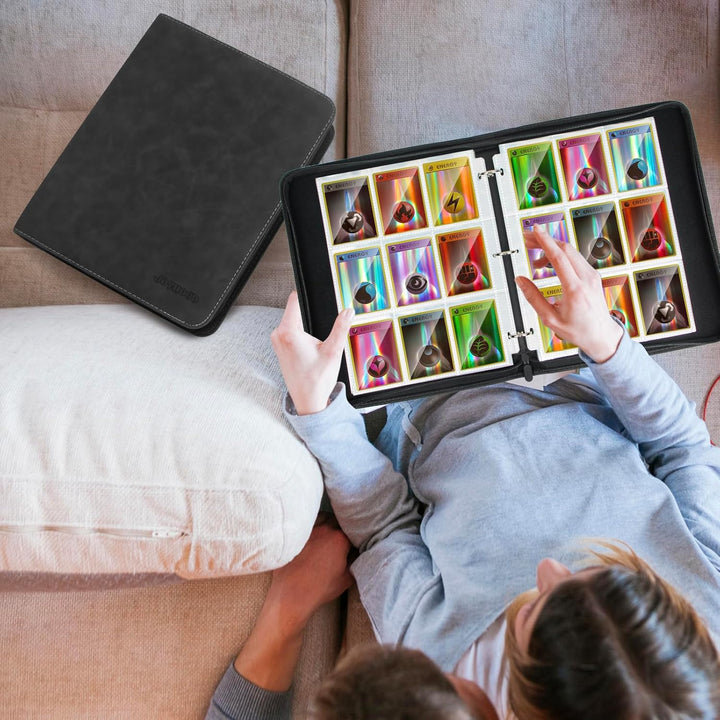 JoyHood Trading Card Binder - Hold Up to 900 Cards, Cards Collection Album for Baseball/Soccer/Basketball/Football Cards (Dark, 9 Pockets) - Just Closeouts Canada Inc.