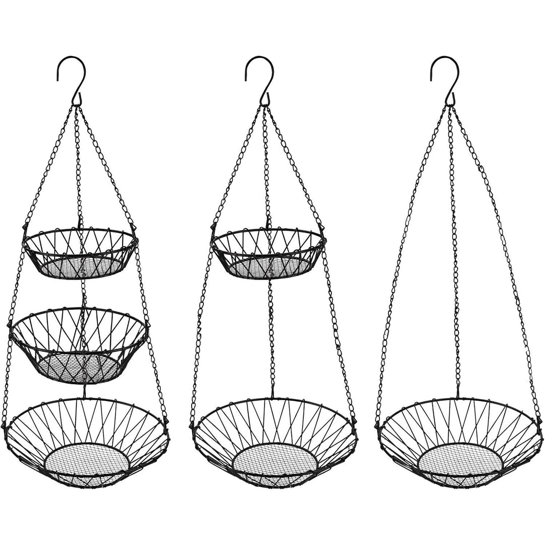 Jucoan 3 - Tier Hanging Fruits Basket, Heavy Duty Wire - Just Closeouts Canada Inc.