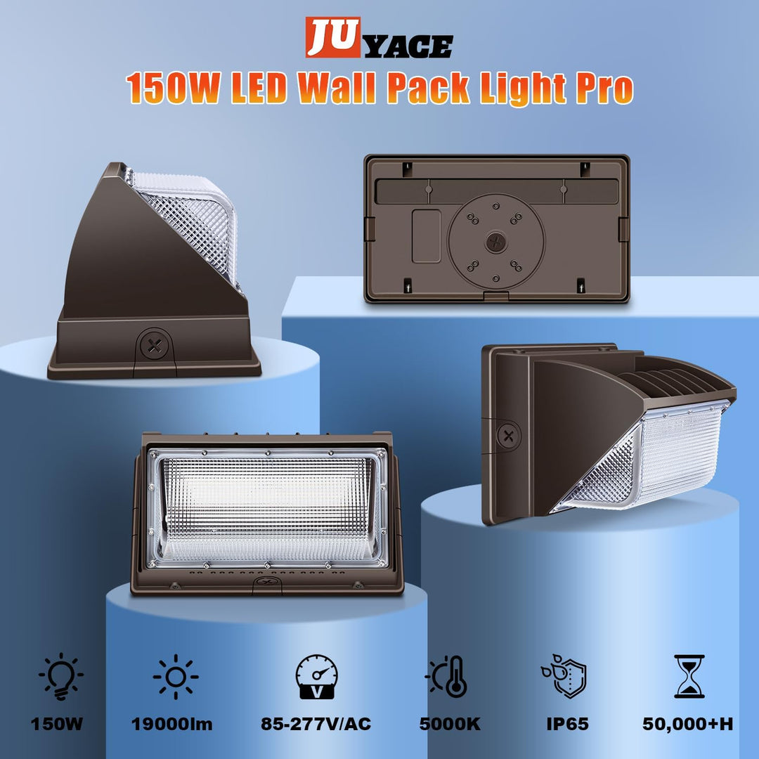 Juyace 150W LED Wall Pack Light Outdoor Security Flood Lighting 5000K 100 - 277V IP65 Waterproof for Barn Warehouse Garage Yard - Just Closeouts Canada Inc.
