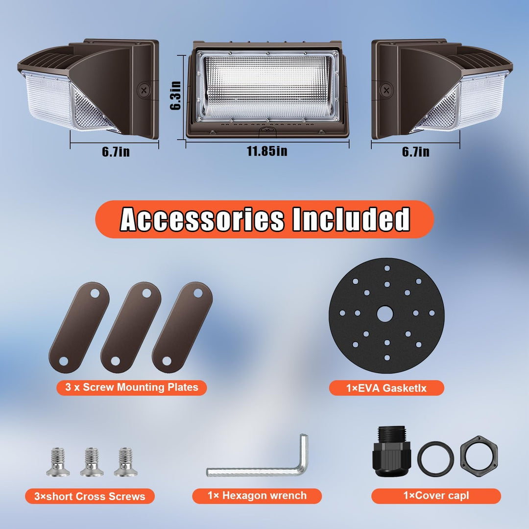 Juyace 150W LED Wall Pack Light Outdoor Security Flood Lighting 5000K 100 - 277V IP65 Waterproof for Barn Warehouse Garage Yard - Just Closeouts Canada Inc.