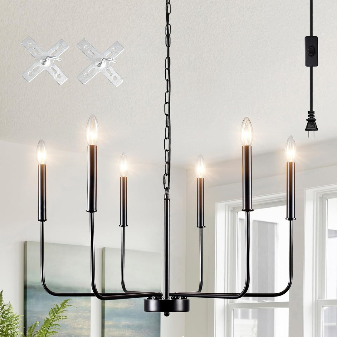 JZQWCK Plug in Chandelier Plug in Pendant Light Black Hanging Lights - Just Closeouts Canada Inc.
