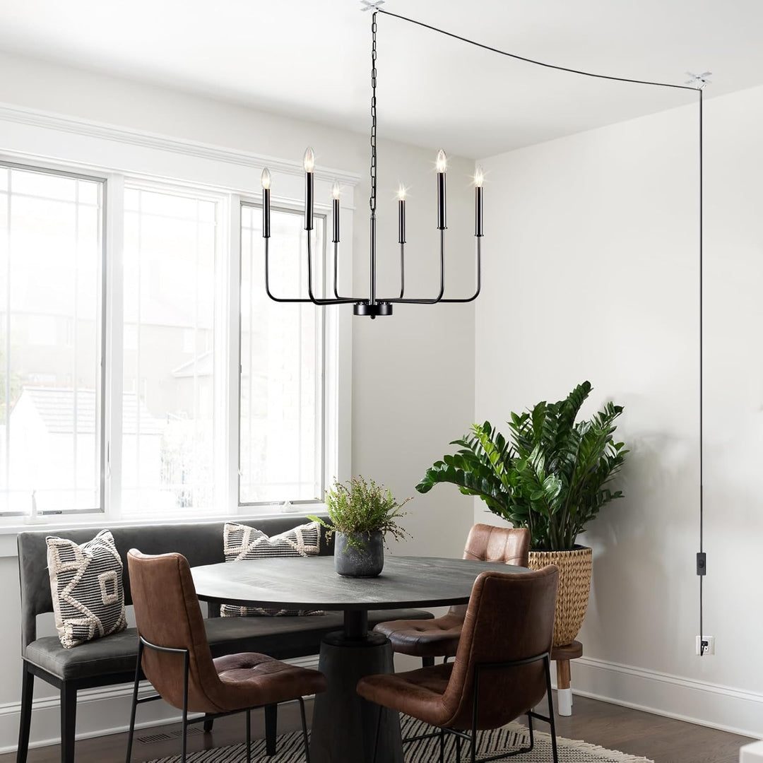 JZQWCK Plug in Chandelier Plug in Pendant Light Black Hanging Lights - Just Closeouts Canada Inc.