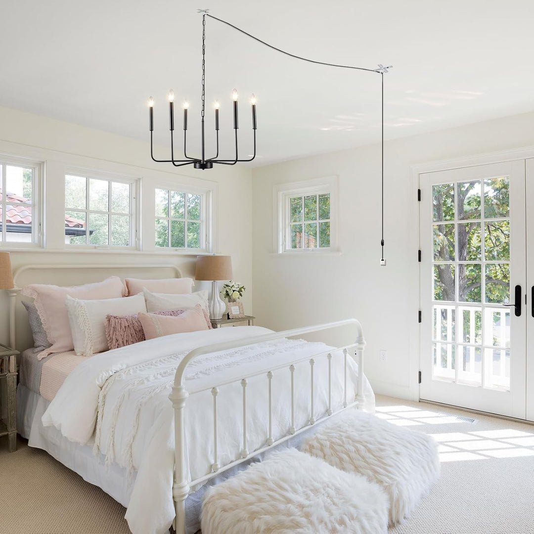 JZQWCK Plug in Chandelier Plug in Pendant Light Black Hanging Lights - Just Closeouts Canada Inc.