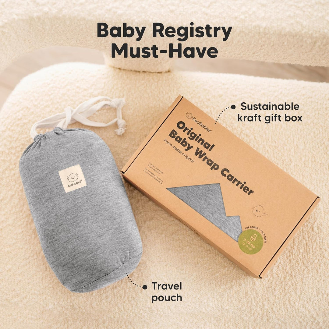 KeaBabies Baby Wrap Carrier - All in 1 Original Baby Carrier Newborn To Toddler Sling, Easy to Wear, Hands Free Bonding, Lightweight, Breathable Infant Wraps (Classic Gray) - Just Closeouts Canada Inc.