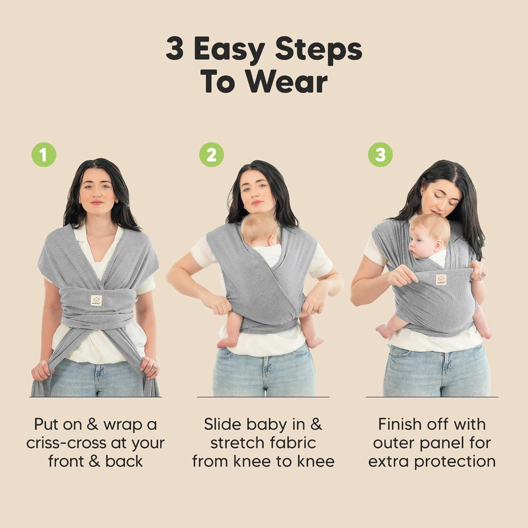 KeaBabies Baby Wrap Carrier - All in 1 Original Baby Carrier Newborn To Toddler Sling, Easy to Wear, Hands Free Bonding, Lightweight, Breathable Infant Wraps (Classic Gray) - Just Closeouts Canada Inc.