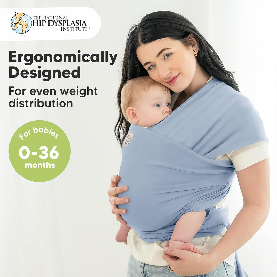 KeaBabies Baby Wrap Carrier - All in 1 Original Baby Carrier Newborn To Toddler Sling, Easy to Wear, Hands Free Bonding, Lightweight, Breathable Infant Wraps (Powder Blue) - Just Closeouts Canada Inc.