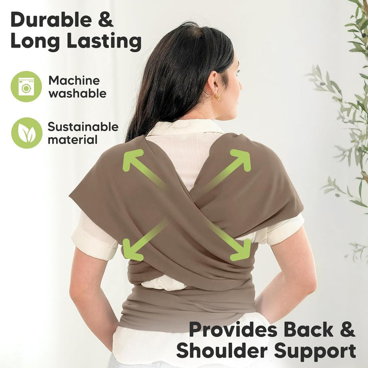 KeaBabies Baby Wrap Carrier - All in 1 Original Baby Carrier Newborn To Toddler Sling, Easy to Wear, Hands Free Bonding, Lightweight, Breathable Infant Wraps (Saddle Brown) - Just Closeouts Canada Inc.