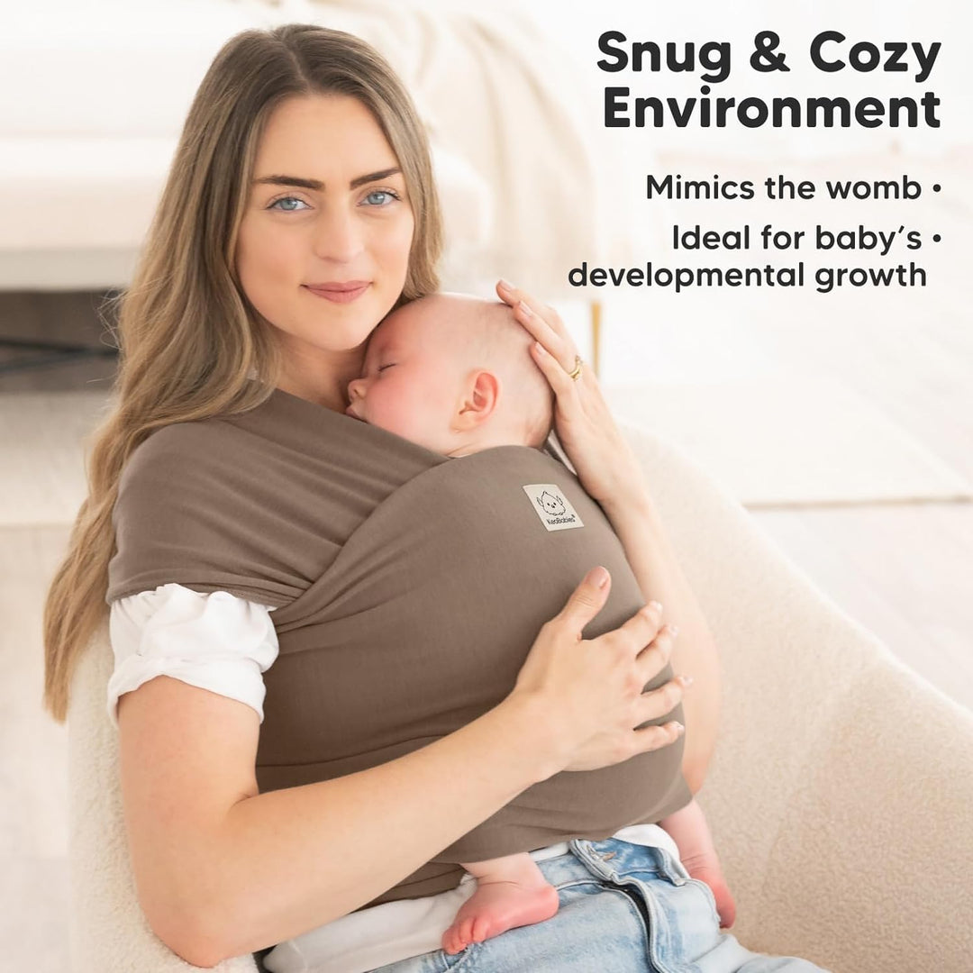 KeaBabies Baby Wrap Carrier - All in 1 Original Baby Carrier Newborn To Toddler Sling, Easy to Wear, Hands Free Bonding, Lightweight, Breathable Infant Wraps (Saddle Brown) - Just Closeouts Canada Inc.