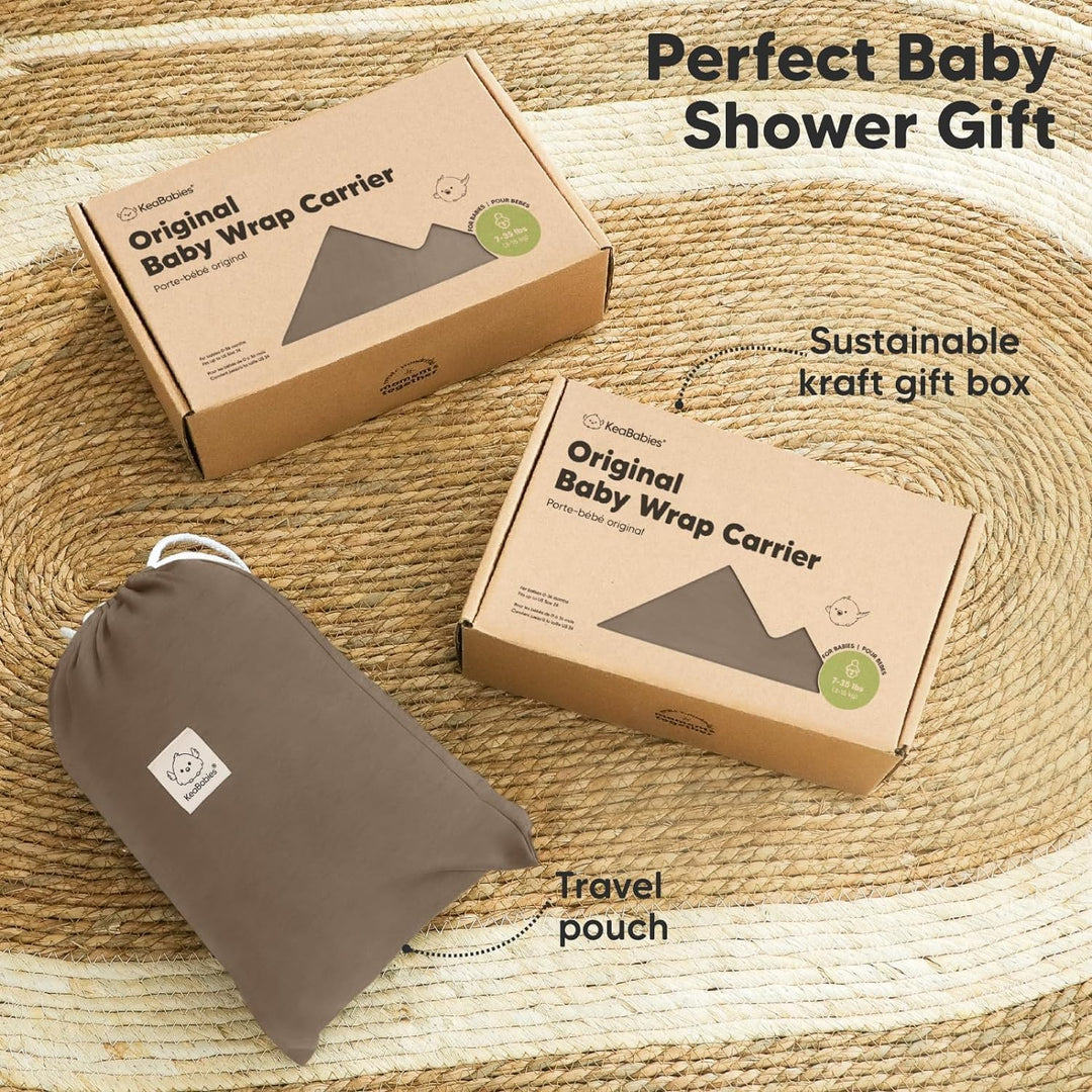 KeaBabies Baby Wrap Carrier - All in 1 Original Baby Carrier Newborn To Toddler Sling, Easy to Wear, Hands Free Bonding, Lightweight, Breathable Infant Wraps (Saddle Brown) - Just Closeouts Canada Inc.