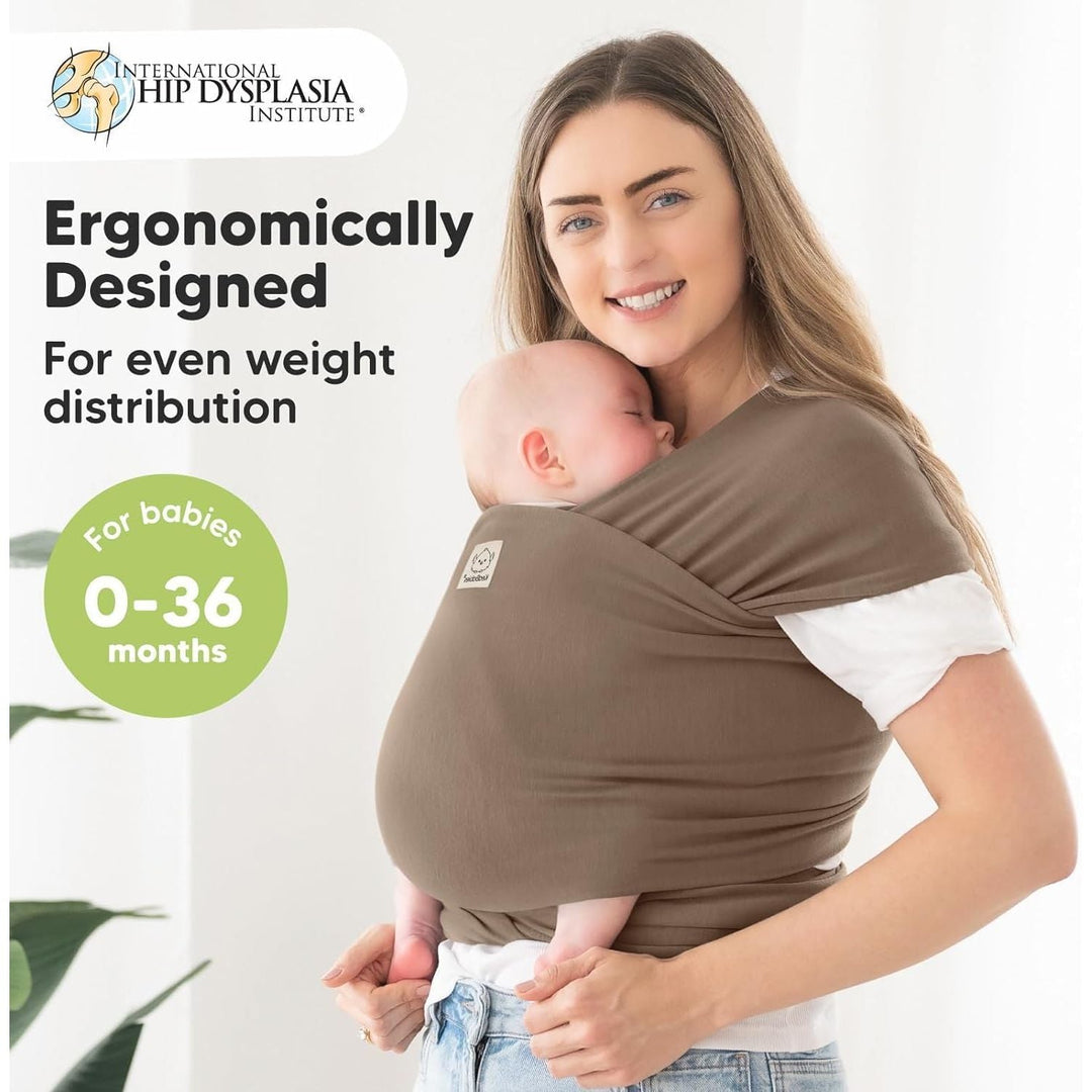 KeaBabies Baby Wrap Carrier - All in 1 Original Baby Carrier Newborn To Toddler Sling, Easy to Wear, Hands Free Bonding, Lightweight, Breathable Infant Wraps (Saddle Brown) - Just Closeouts Canada Inc.