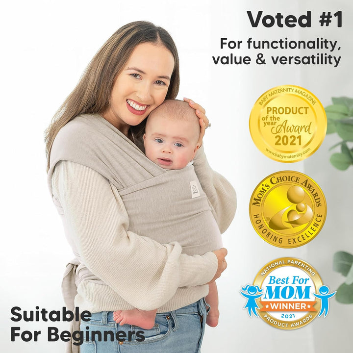 KeaBabies Baby Wrap Carrier - All in 1 Original Baby Carrier Newborn To Toddler Sling, Easy to Wear, Hands Free Bonding, Lightweight, Breathable Infant Wraps (Stone Gray) - Just Closeouts Canada Inc.