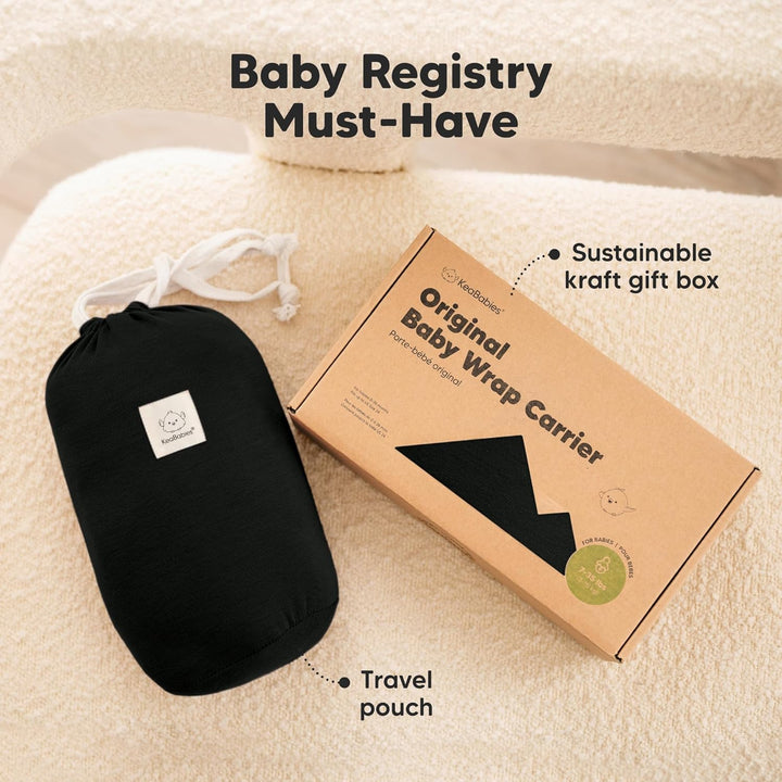 KeaBabies Baby Wrap Carrier - All in 1 Original Baby Carrier Newborn To Toddler Sling, Easy to Wear, Hands Free Bonding, Lightweight, Breathable Infant Wraps (Trendy Black) - Just Closeouts Canada Inc.
