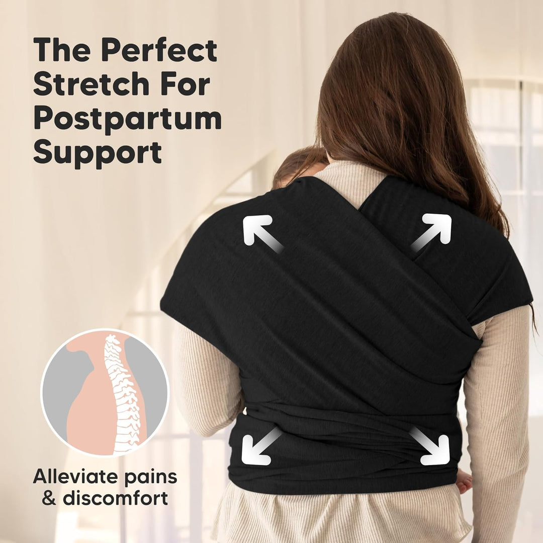 KeaBabies Baby Wrap Carrier - All in 1 Original Baby Carrier Newborn To Toddler Sling, Easy to Wear, Hands Free Bonding, Lightweight, Breathable Infant Wraps (Trendy Black) - Just Closeouts Canada Inc.