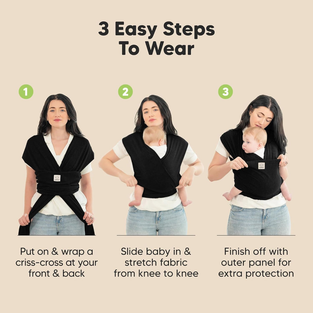 KeaBabies Baby Wrap Carrier - All in 1 Original Baby Carrier Newborn To Toddler Sling, Easy to Wear, Hands Free Bonding, Lightweight, Breathable Infant Wraps (Trendy Black) - Just Closeouts Canada Inc.