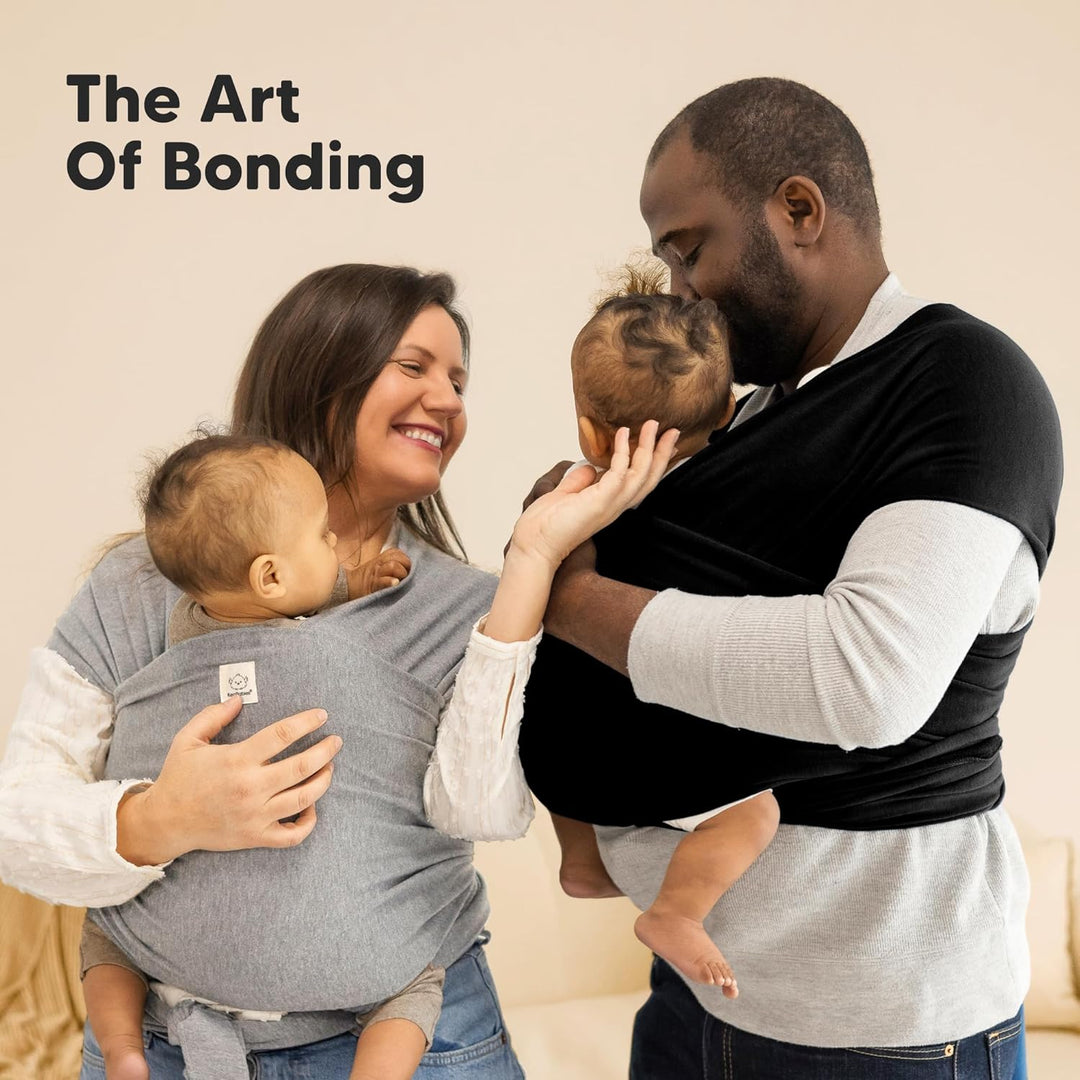 KeaBabies Baby Wrap Carrier - All in 1 Original Baby Carrier Newborn To Toddler Sling, Easy to Wear, Hands Free Bonding, Lightweight, Breathable Infant Wraps (Trendy Black) - Just Closeouts Canada Inc.