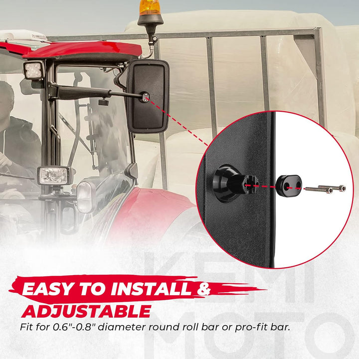 KEMIMOTO Tractor Mirror Replacement 7.9" x 13" Compatible With Front Loader Excavator Farm Tractor 1025 6105E 4430 Compact Tractor Mirror Farm Equipment - Just Closeouts Canada Inc.