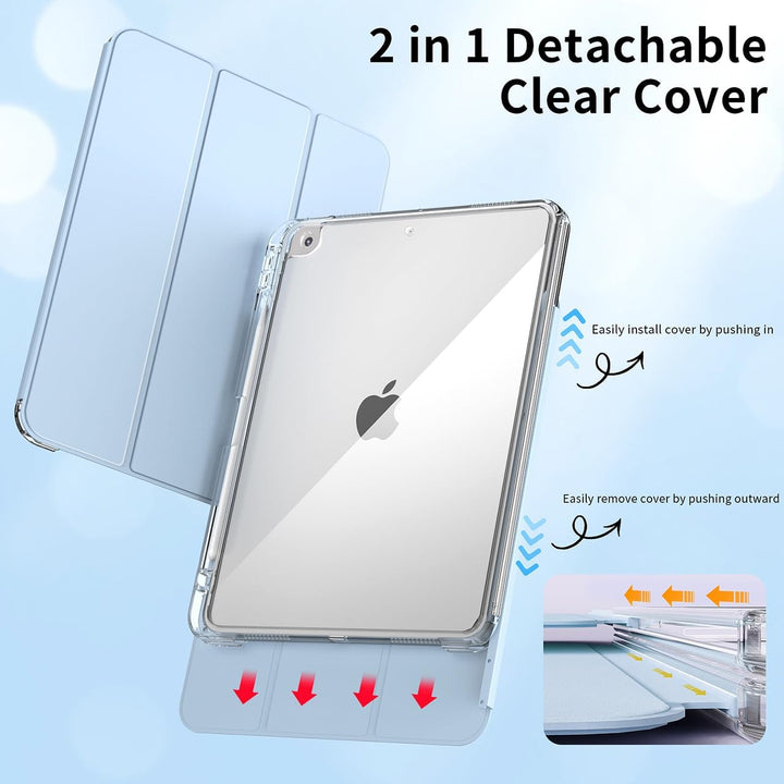 KenKe for iPad 9th Generation 2021 / 8th Gen 2020 / 7th Gen 2019 Case with Pencil Holder, 2 in 1 Sliding Drawer Type Detachable Cover with Clear Transparent Back Shell for iPad 10.2 inch - Just Closeouts Canada Inc.