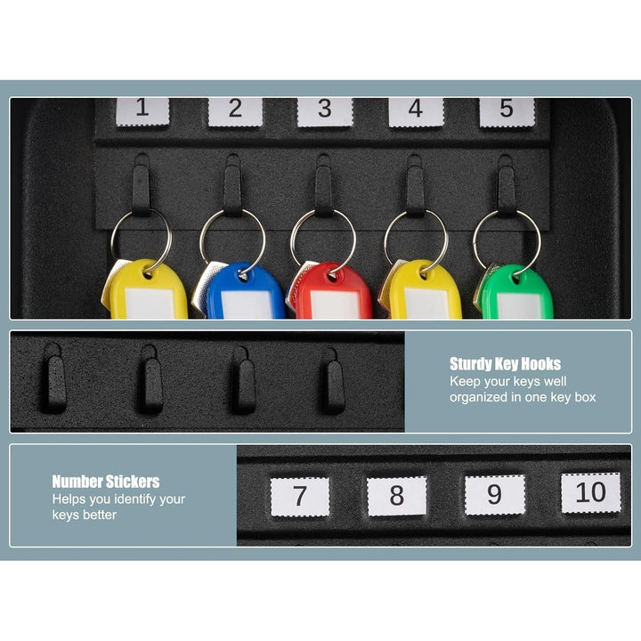 Key Cabinet Wall Mount Key Lock Box with Combination Lock Metal Key Box with Code for 48 Keys Black - Just Closeouts Canada Inc.