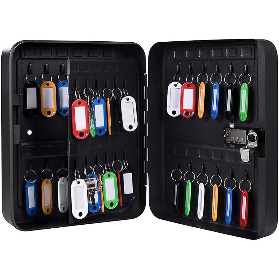 Key Cabinet Wall Mount Key Lock Box with Combination Lock Metal Key Box with Code for 48 Keys Black - Just Closeouts Canada Inc.