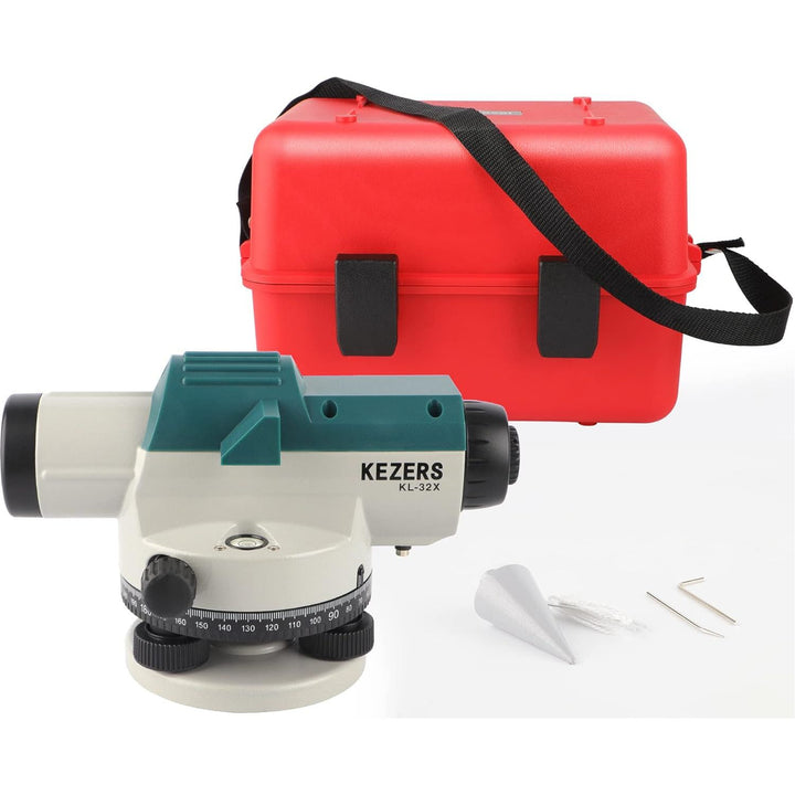 KEZERS 32X Automatic Optical Level Kit with Self - Leveling Magnetic Dampened Compensator and Transport Lock,High Precision Height/Distance/Angle Level Measure - KL - 32X - Just Closeouts Canada Inc.