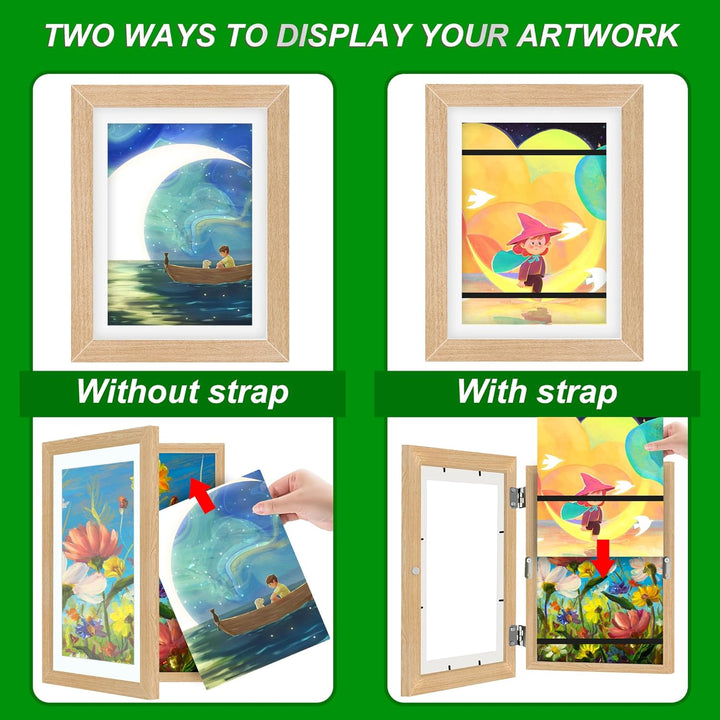 Kid Art Frame, 8.5x11 Front Opening Kids Artwork Frames Changeable, Chind Artwork Display Storage Frame for 3D Picture Crafts, Children Drawing Hanging Art, Holds 50 - 100 Pcs (1pk, Walnut) - Just Closeouts Canada Inc.