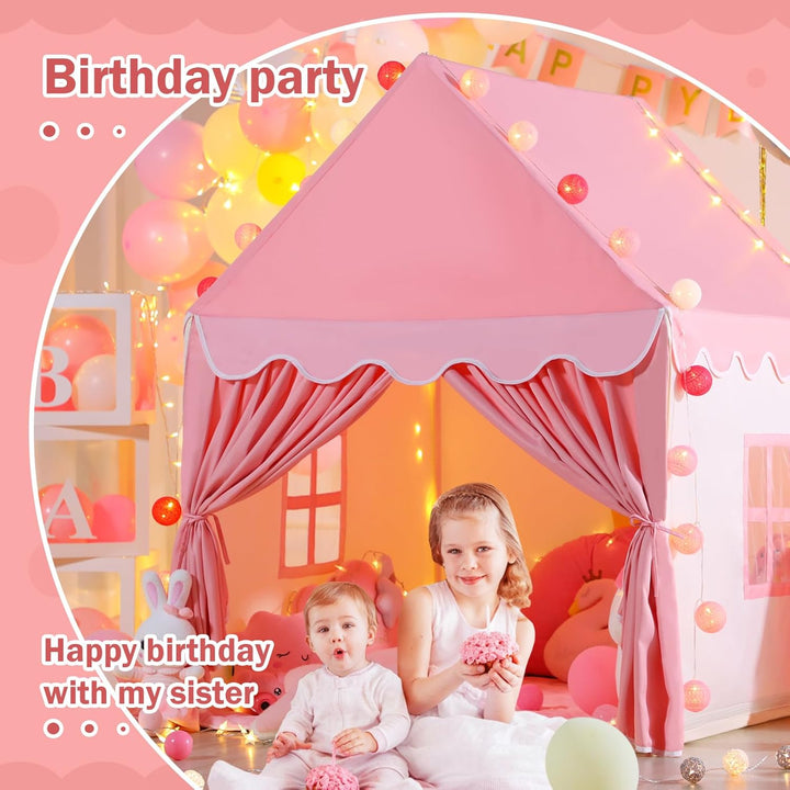 Kid Tent with Mat, Star Lights - Kids Play Tents for Toddlers Kids Tents Indoor Playhouse - Princess Tent for Girls Toy House Gift - Pink Play Tent - NO Flowers & Moon Decor - Just Closeouts Canada Inc.