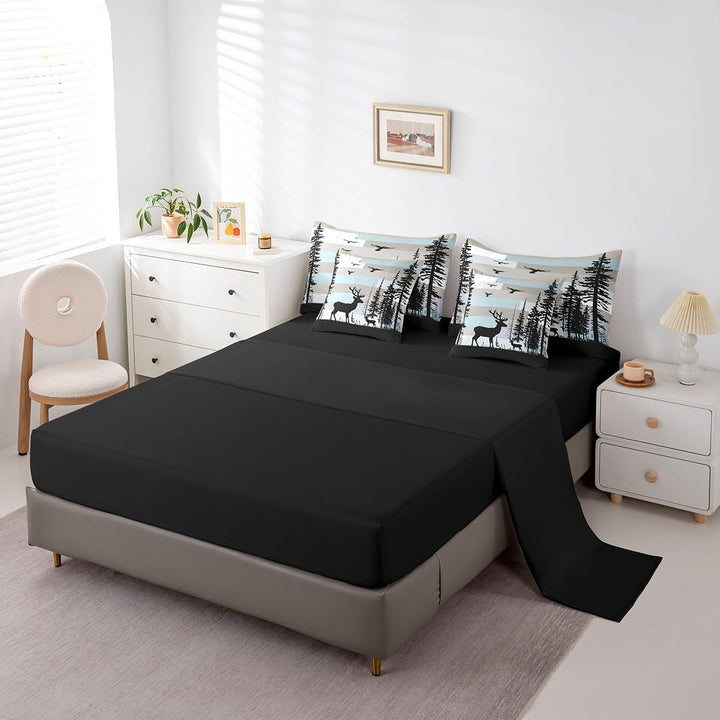 Kids Deer Comforter Set with Sheets,Forest Hunting Deer 7 Piece Bedding Set Full Size,Boys Girls Bedroom Room Decor,Wild Animal Theme Deer Bed in a Bag,Western Farmhouse Bed Set - Just Closeouts Canada Inc.X004Y6KJL7
