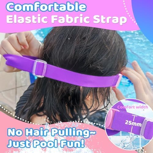 Kids Goggles with Comfort Fabric Strap, Kids Swim Goggles Wide View Anti - Fog/UV No Leaking Swimming Goggles for 3 - 14, Purple & Pink 2pk - Just Closeouts Canada Inc.