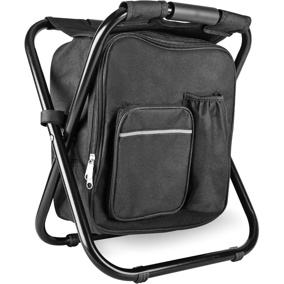 Kikerike Backpack Stool Cooler Chair Heavy Duty 400 LBS Max Load Portable Lightweight Stool Backpack Folding Fishing Cooler Stool for Camping Hunting Fishing - Black - Just Closeouts Canada Inc.